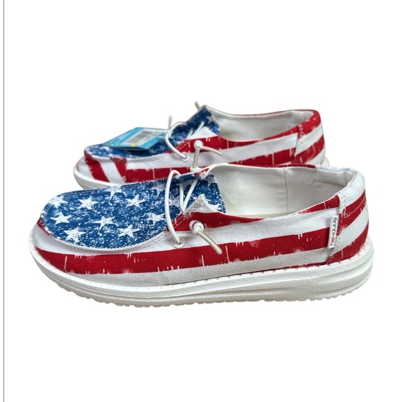 Hey Dude Wendy Youth Star Spangled Shoe 3-4 - Picture 2 of 3
